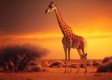 giraffe animal sunset