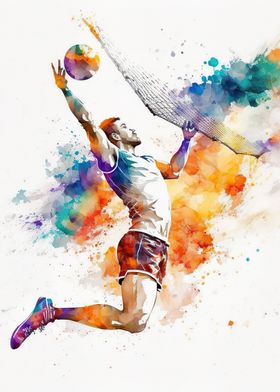 Watercolor Volleyball