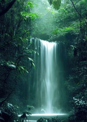 Waterfall in Forest Nature