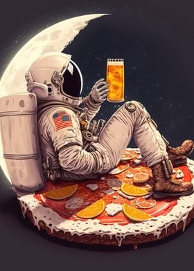 Funny astronaut with beer