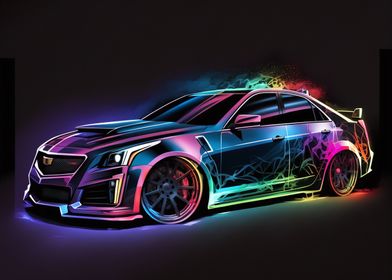 Neon Painted Cadillac CTSV