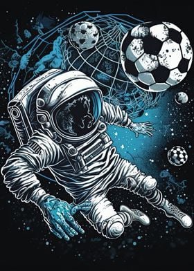 Astronaut playing football