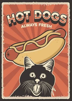 Funny Retro Cat hot dog 5