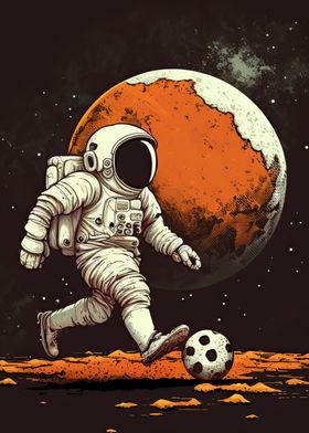 Astronaut playing football