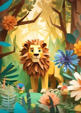 Lion in paper craft