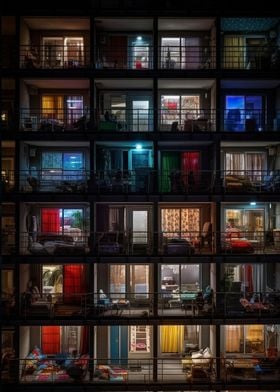 A Nighttime View Balconies