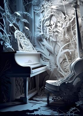 Piano Paper Cut Art