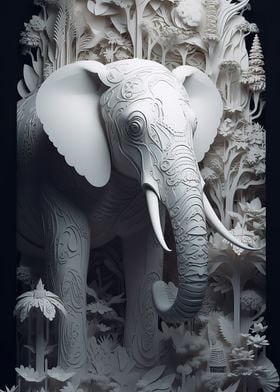 Elephant Paper Cut Art