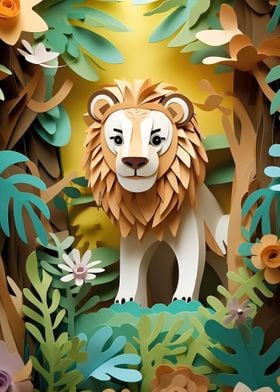 Lion in paper craft