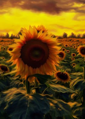 Sunflower Sunset Painting