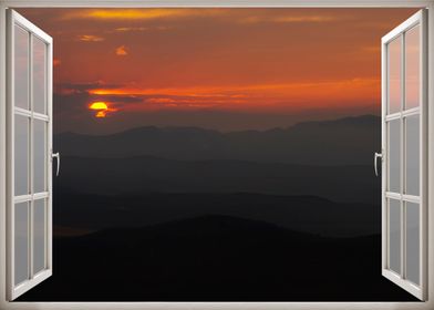 Window view mountains