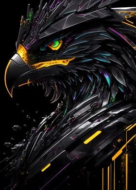 Black Cyber Eagle Portrait