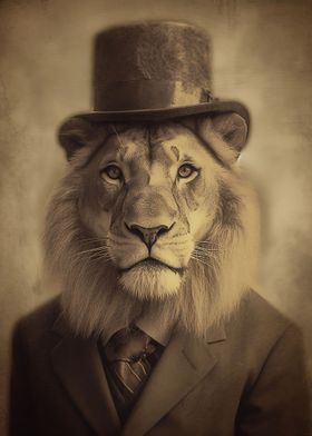 Lion in Suit Vintage