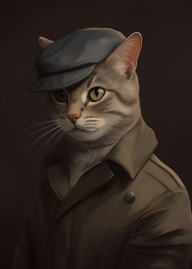 Cat in a Jacket and Cap