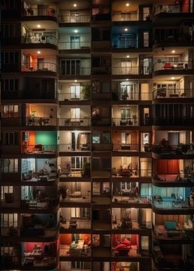 A Nighttime View Balconies