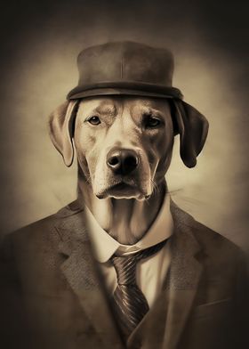 Animal Dog in Suit and Cap