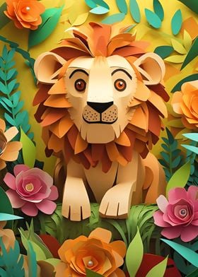 Lion in paper craft