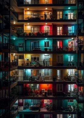 A Nighttime View Balconies