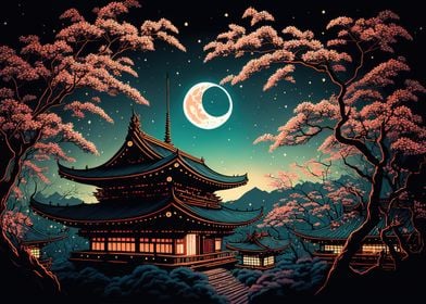 japanese landscape moon 