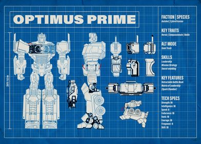 'Optimus Prime Blueprint' Poster by Transformers | Displate