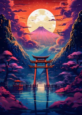 landscape torii gate sunse