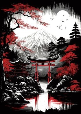 'Japanese Landscape 15' Poster by Undermountain | Displate