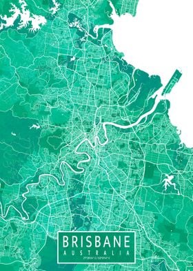 Brisbane Map Watercolor