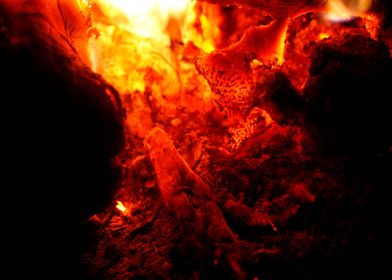 Fire grill flames closeup 