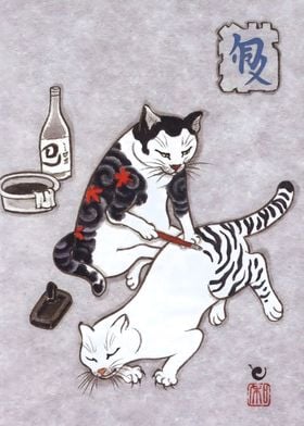 Irezumi Drunk Cat