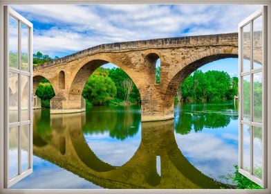 Window view old bridge