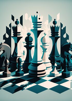 Chess The French Defence Minimalistic book cover chess opening art. | Poster