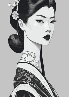 Japanese lady Sketch Art