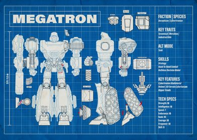 'Megatron Blueprint' Poster by Transformers | Displate