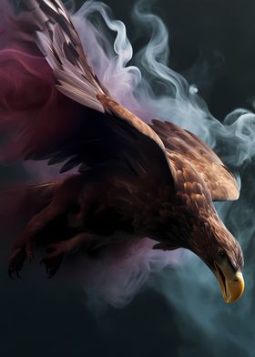 Eagle Water Neon Smoke Art