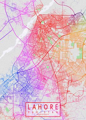 Lahore City Map Colorful