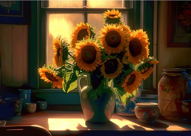 Sunflower Bouquet Window