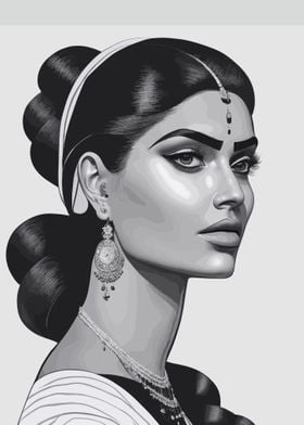 Indian Lady Minimalist Art