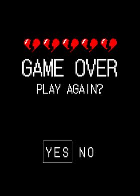 Retro Game Over Play Again