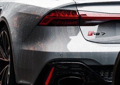 Gray Audi RS7 in rain