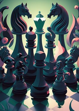 Game chess neon