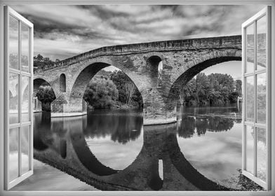 Window view old bridge