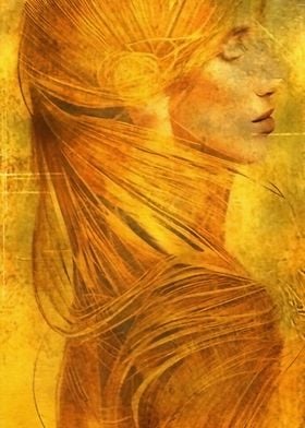 Lady portrait in gold