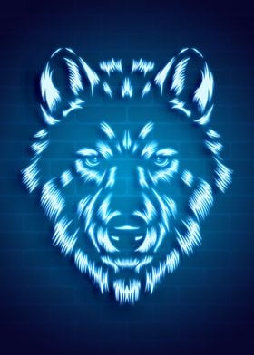 Head wolf neon