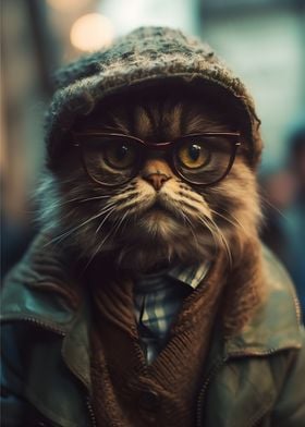 Cool Cat Hipster Portrait