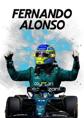 Fernando Alonso Poster Print | Formula One Print | F1 Print | Wall Art  Print | A4 | A3 | UK Ref #49