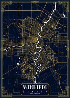 Winnipeg City Map Gold