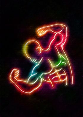 body build neon art