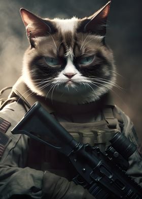 Grumpy Cat Army Portrait