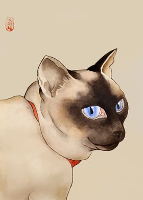 Siamese Cat Painting