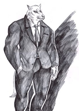 Suit and tie werewolf